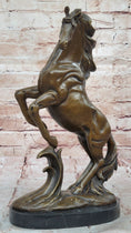 Load image into Gallery viewer, Rearing Horse Bronze Sculpture Statue Equestrian Stables Country Western Decor
