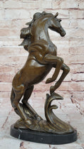Load image into Gallery viewer, Rearing Horse Bronze Sculpture Statue Equestrian Stables Country Western Decor
