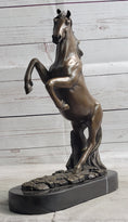 Load image into Gallery viewer, Rearing Horse Bronze Metal Statue Sculpture Equestrian Decor Gift Signed Original Art
