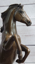 Load image into Gallery viewer, Rearing Horse Bronze Metal Statue Sculpture Equestrian Decor Gift Signed Original Art
