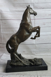 Rearing Arabian Horse Stallion Bronze Statue Sculpture Figure Equestrian Farm Stable Decor