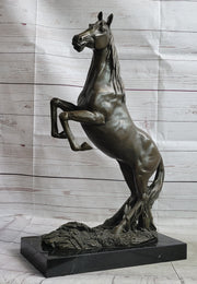 Rearing Arabian Horse Stallion Bronze Statue Sculpture Figure Equestrian Farm Stable Decor