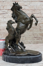 Adult and Baby Horse Pony Dual Rearing Horses Bronze Statue Sculpture Decor