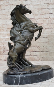 Adult and Baby Horse Pony Dual Rearing Horses Bronze Statue Sculpture Decor