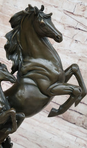 Adult and Baby Horse Pony Dual Rearing Horses Bronze Statue Sculpture Decor