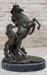 Adult and Baby Horse Pony Dual Rearing Horses Bronze Statue Sculpture Decor