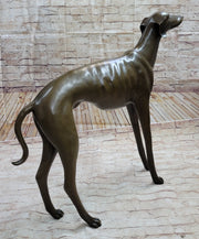 Art Deco Hand Made Dark Patine Greyhound Dog Bronze Sculpture Home Decoration