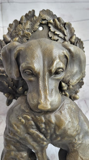 Hanging Wall Mounted Bronze Sculpture of Retriever Dog with Rabbit in Mouth 12