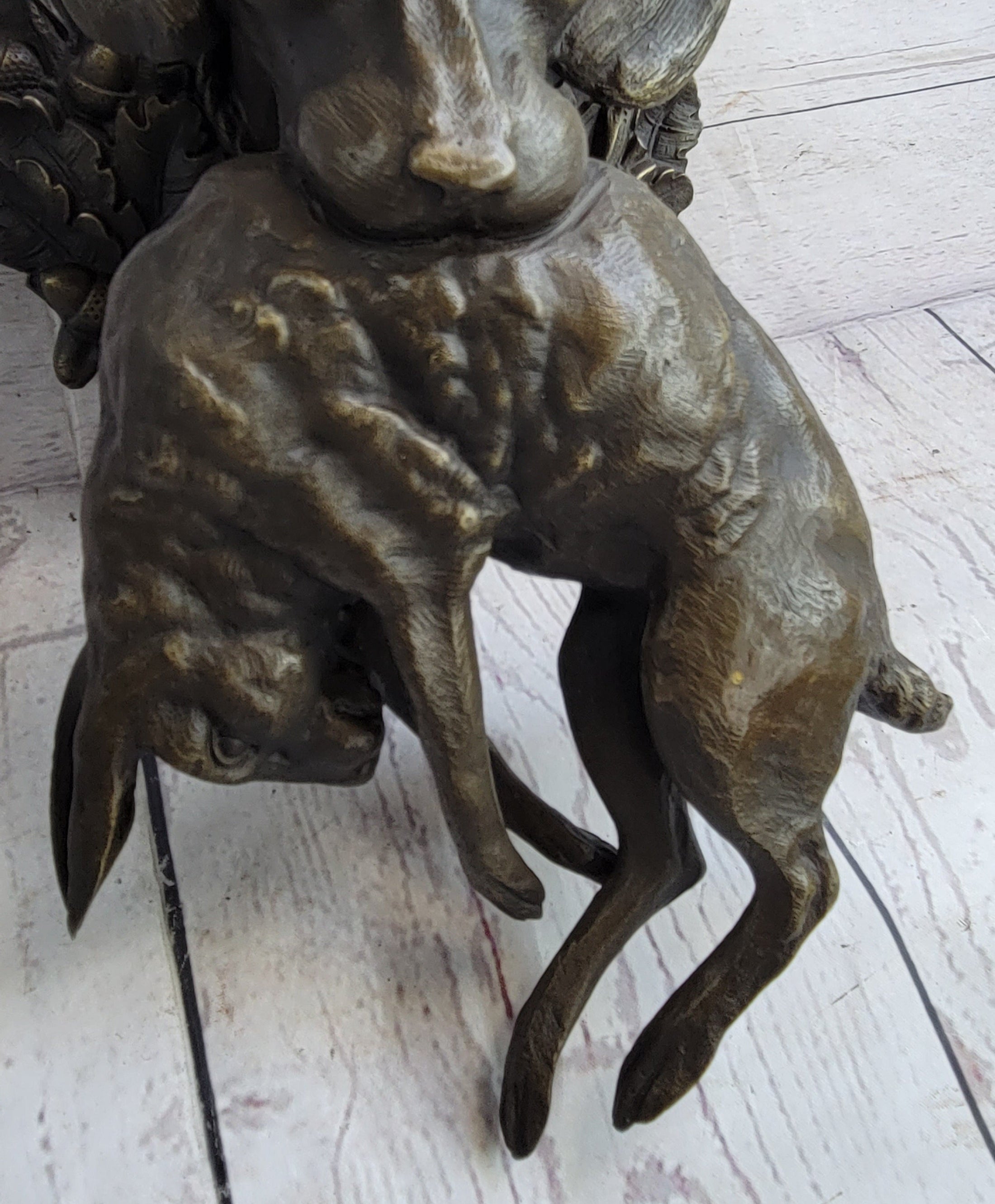 Hanging Wall Mounted Bronze Sculpture of Retriever Dog with Rabbit in Mouth 12" x 17"