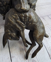 Hanging Wall Mounted Bronze Sculpture of Retriever Dog with Rabbit in Mouth 12