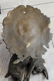 Hanging Wall Mounted Bronze Sculpture of Retriever Dog with Rabbit in Mouth 12