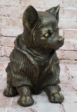 Cute Chihuahua Dog in Hooded Sweater Bronze Sculpture Figurine Statue Hot Cast