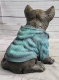 Load image into Gallery viewer, Chihuahua Puppy Dog Wearing Blue Sweater Bronze Metal Figurine Sculpture Decor
