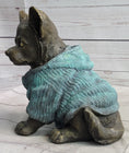 Load image into Gallery viewer, Chihuahua Puppy Dog Wearing Blue Sweater Bronze Metal Figurine Sculpture Decor
