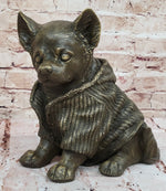 Cute Chihuahua Dog in Hooded Sweater Bronze Sculpture Figurine Statue Hot Cast