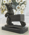 Load image into Gallery viewer, English Bulldog Pushing Wheelbarrow Bronze Planter Dish Sculpture Figure 12" x 12"
