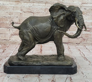 African Elephant Bronze Sculpture – Lifelike Safari Artwork on Marble Base