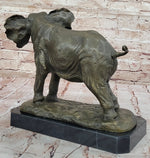 African Elephant Bronze Sculpture – Lifelike Safari Artwork on Marble Base