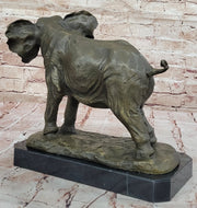 African Elephant Bronze Sculpture – Lifelike Safari Artwork on Marble Base