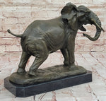 African Elephant Bronze Sculpture – Lifelike Safari Artwork on Marble Base