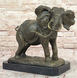 African Elephant Bronze Sculpture – Lifelike Safari Artwork on Marble Base