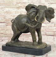 African Elephant Bronze Sculpture – Lifelike Safari Artwork on Marble Base