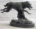 Load image into Gallery viewer, Running Wolf Dog Wildlife Art Decor Bronze Metal Statue Sculpture Original Art

