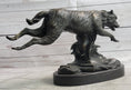 Load image into Gallery viewer, Running Wolf Dog Wildlife Art Decor Bronze Metal Statue Sculpture Original Art
