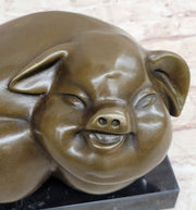 Happy Round Pig Bronze Metal Statue Sculpture Figure Original Art Farm Decor