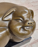 Happy Round Pig Bronze Metal Statue Sculpture Figure Original Art Farm Decor
