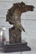 Load image into Gallery viewer, Horse Head Bust Abstract Bronze Metal Statue Sculpture Figure on Marble Base Original Art
