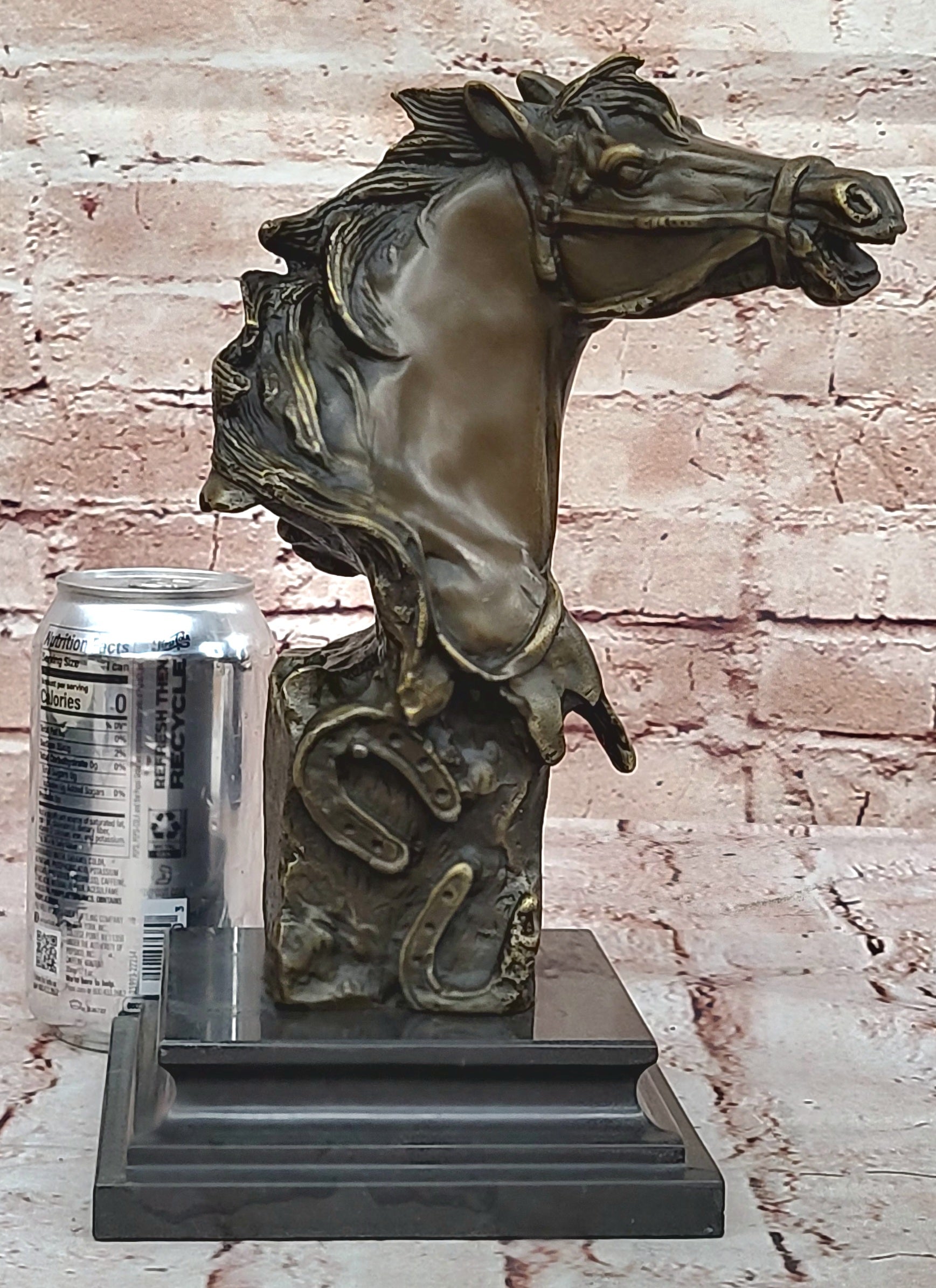 Horse Head Bust Abstract Bronze Metal Statue Sculpture Figure on Marble Base Original Art - Southlake Paws