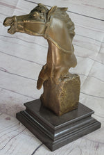 Horse Head Bust Abstract Bronze Metal Statue Sculpture Figure on Marble Base Original Art