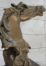 Horse Head Bust Abstract Bronze Metal Statue Sculpture Figure on Marble Base Original Art