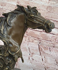 Load image into Gallery viewer, Horse Head Bust Abstract Bronze Metal Statue Sculpture Figure on Marble Base Original Art - Southlake Paws
