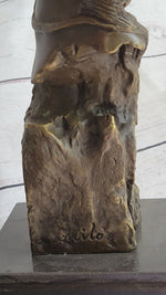 Horse Head Bust Abstract Bronze Metal Statue Sculpture Figure on Marble Base Original Art