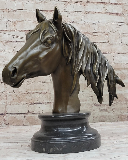 Hot Cast Bronze Horse Head Bust Statue Sculpture Bronze Metal Original Art by Milo