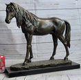 Load image into Gallery viewer, Bronze Metal Horse Mare Equestrian Decor Sculpture Statue Figure by PJ Mene on Marble Base
