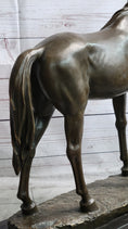 Load image into Gallery viewer, Bronze Metal Horse Mare Equestrian Decor Sculpture Statue Figure by PJ Mene on Marble Base
