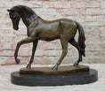 Load image into Gallery viewer, Show Horse Mare Hot Cast Bronze Statue Sculpture Equestrian Decor on Marble Base
