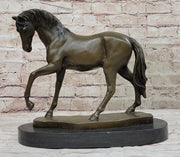 Show Horse Mare Hot Cast Bronze Statue Sculpture Equestrian Decor on Marble Base
