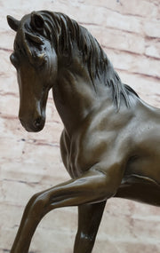 Show Horse Mare Hot Cast Bronze Statue Sculpture Equestrian Decor on Marble Base