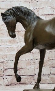 Show Horse Mare Hot Cast Bronze Statue Sculpture Equestrian Decor on Marble Base