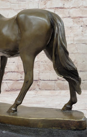 Show Horse Mare Hot Cast Bronze Statue Sculpture Equestrian Decor on Marble Base