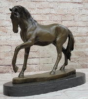 Show Horse Mare Hot Cast Bronze Statue Sculpture Equestrian Decor on Marble Base