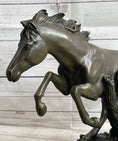 Load image into Gallery viewer, Running Galloping Wild Horse Mustang Bronze Sculpture Statue Figure Decor on Marble Base
