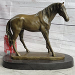 Arabian Horse Mare Bronze Figure Sculpture Statue Equestrian Decor on Marble Base