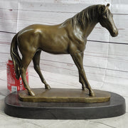 Arabian Horse Mare Bronze Figure Sculpture Statue Equestrian Decor on Marble Base
