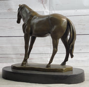 Arabian Horse Mare Bronze Figure Sculpture Statue Equestrian Decor on Marble Base