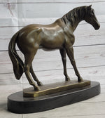 Arabian Horse Mare Bronze Figure Sculpture Statue Equestrian Decor on Marble Base